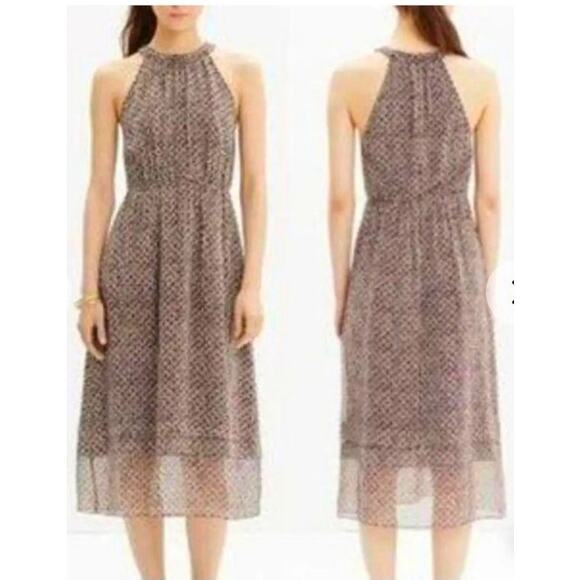 Madewell Women 6 Brown Diamond Printed Halter Silk Midi Lined Midi Length Dress - Picture 1 of 5